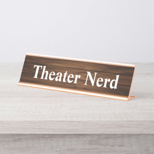 Theater Nerd Simple Design Wood Grading Paneling Bureau Naambordje (Voorkant)