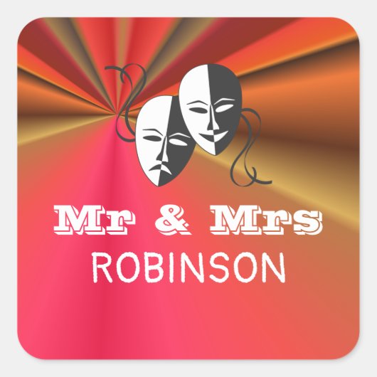 Theater Playbill Show Ticket Theme Weddenschap Vierkante Sticker (Voorkant)