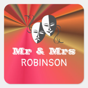 Theater Playbill Show Ticket Theme Weddenschap Vierkante Sticker