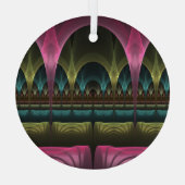 Theater van Fantasy, Abstracte kleurrijke fractale Glas Ornament (Achterkant)