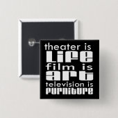 Theater versus film vierkante button 5,1 cm (Voorkant /achterkant)