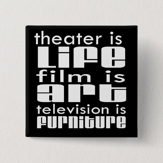 Theater versus film vierkante button 5,1 cm (Voorkant)