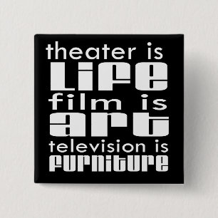 Theater versus film vierkante button 5,1 cm