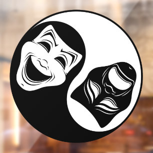 Theater Yin Yang Design - Comedy en Tragedy Masks Raamsticker
