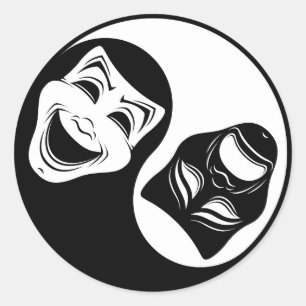 Theater Yin Yang Design - Comedy en Tragedy Masks Ronde Sticker