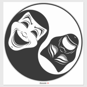Theater Yin Yang Design - Comedy en Tragedy Masks Sticker