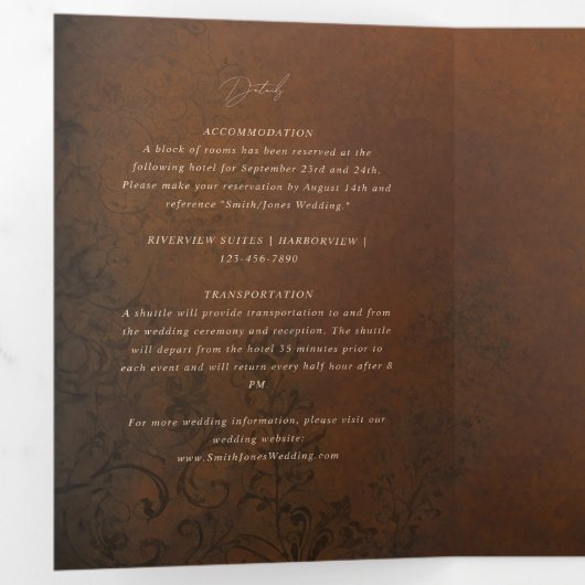  theatergeïnspireerde drievoudige bruiloft drieluik uitnodiging (Binnenzijde eerst)