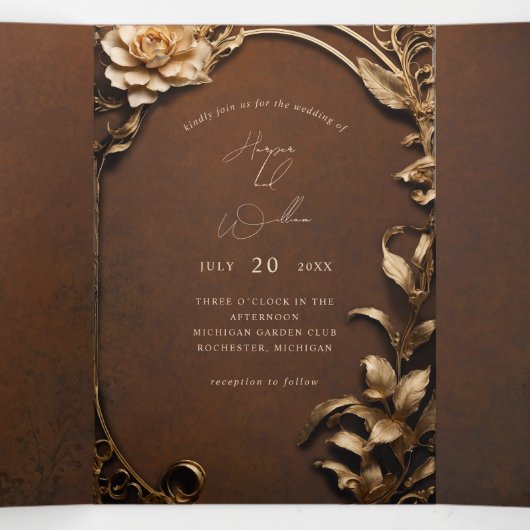  theatergeïnspireerde drievoudige bruiloft drieluik uitnodiging (Binnenkant midden)