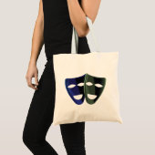Theatermaskers blauw en groen tote bag (Voorkant (product))