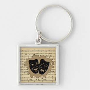 Theatermaskers en Antiek muziek Sleutelhanger