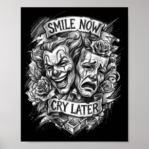 Theatermaskers 'lach nu, huil later' poster