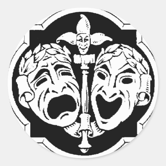 Theatermaskers Ronde Sticker (Voorkant)