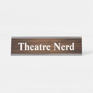 Theaternerd Leuke Retro Houtnerf Paneel Bureau Naambordje