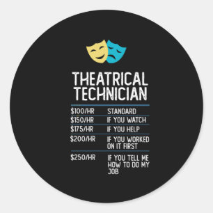 Theatertechnicus drama podium grappig cadeau ronde sticker