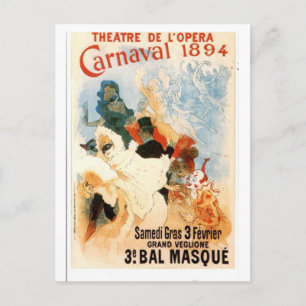 Theatre de l'Opera Carnaval 1894 Antieke Franse Po Briefkaart