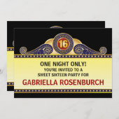 Théâtre Marquee Sweet 16 Anniversaire Invitation (Devant / Derrière)