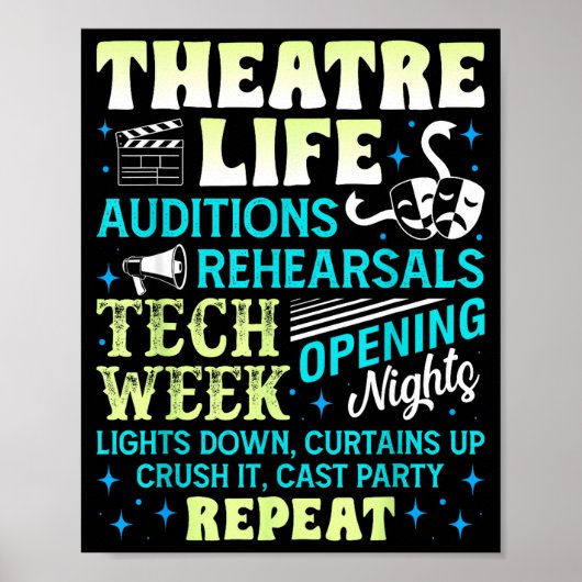Theatre Nerd Actor Funny Musical Theater Geek Thes Poster (Voorkant)