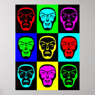 Theatrische maskers voor komedie en tragedie poster
