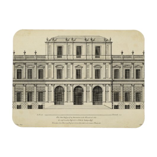 Theatrische stijlgevel van Colen Campbell Magneet (Horizontaal)