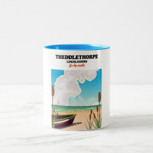 Theddlethorpe Lincolnshire reisposter. Tweekleurige Koffiemok