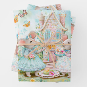 Thee bij tuin illustratie inpakpapier vel