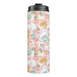 Thee Boek Kat Meisje Schattig Pastel Roze Thermosbeker