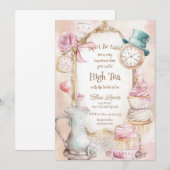 Thee Bruids douche uitnodiging, Alice bruids thee Kaart (Voorkant / Achterkant)