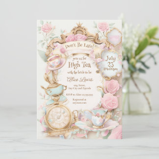 Thee bruids douche uitnodiging, High Tea uitnodigi Kaart