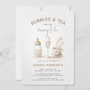 Thee & Champagne Neutrale Babyborrel Kaart