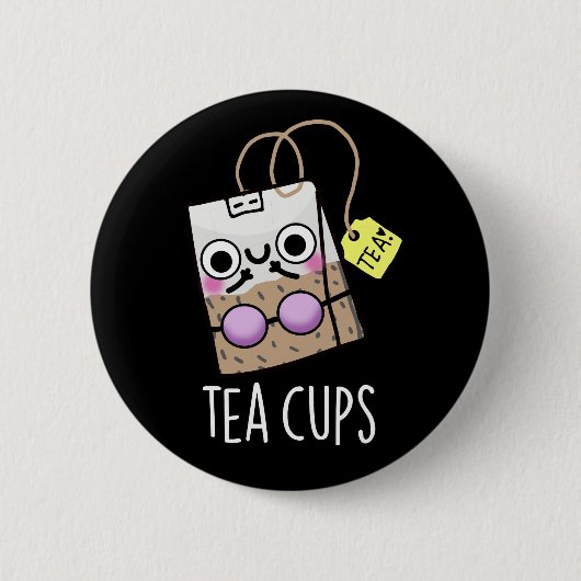 Thee Cups Grappige Bra Puns Donker BG Ronde Button 5,7 Cm (Voorkant)