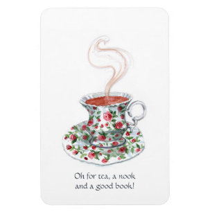 Thee, een nook en een boek! Tea slogan,  beker Magneet