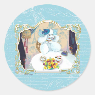 Thee en Crumpets Witte Poedel Tea Party Ronde Sticker
