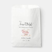 Thee Favor Tassen roze bloemenbruiloft gunst tas