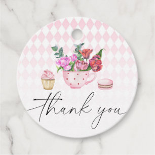 Thee feest bloemen baby shower bedankt bedankjes labels
