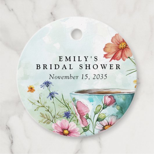 Thee feest met bloemen bruidsborrel bedankjes labels (Voorkant)