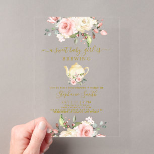Thee feestje baby shower acryl uitnodiging uitnodigingen