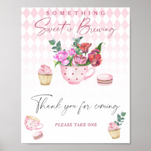 Thee feestje baby shower - Bedankt voor jullie kom Poster