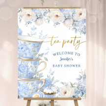 Thee feestje baby shower jongen blauwe welkom