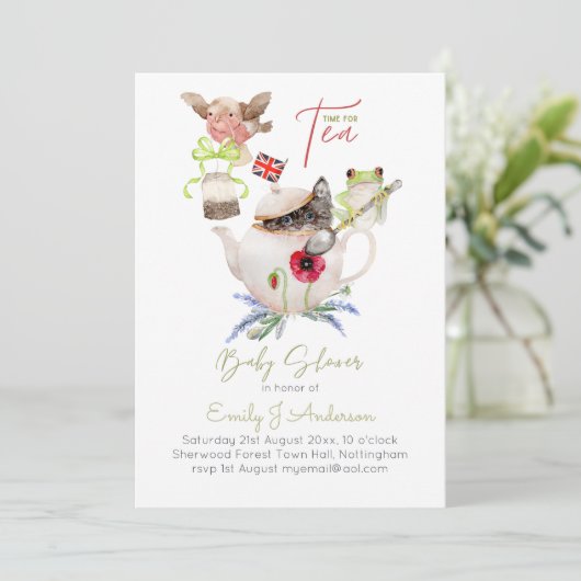 Thee feestje baby shower met dierlijke magie Incl. (Staand voorkant)