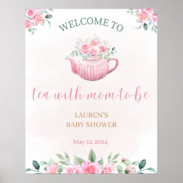 Thee feestje baby shower welkomstbord poster