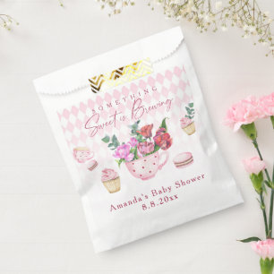 Thee feestje Er broeit iets zoets Baby shower Bedankzakje