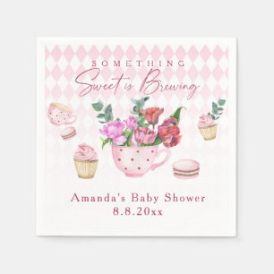 Thee feestje Er broeit iets zoets Baby shower Servet