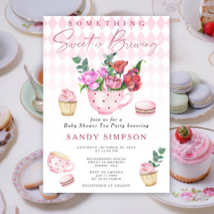 Thee feestje iets zoets brouwt baby shower kaart