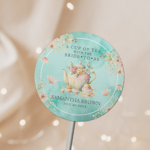 Thee feestje met wilde bloemen Turquoise Bruids do Ronde Sticker