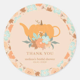 Thee Feestje Pompoen Bruidsmeisjes Uitnodiging Bed Ronde Sticker