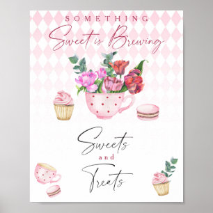 Thee feestje - zoete en lekkere baby shower poster