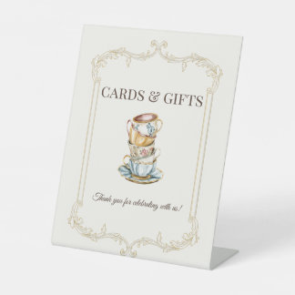Thee in de middag Bruidsbruiloft Kaarten & Cadeaus Reclamebord Met Voetstuk