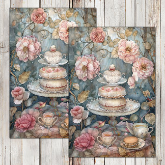 THEE IN DE ROZEN TUIN DECOUPAGE VLOEIPAPIER TISSUEPAPIER