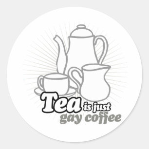 THEE IS ALLEEN MAAR FLIKFLOKKEN KOFFIE RONDE STICKER