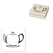 Thee/Koffiepot Houten Blok Opgezette Rubberstempel Rubberstempel (Gestempeld)